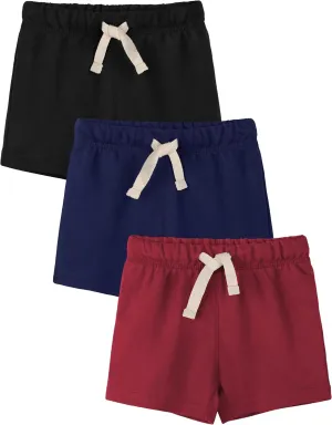 3 Pack Toddler Boys Shorts Boys Cotton Shorts with Drawstring Toddler Kids Clothes Elastic Waist