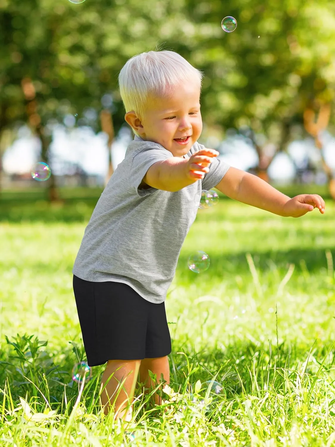 3 Pack Toddler Boys Shorts Boys Cotton Shorts with Drawstring Toddler Kids Clothes Elastic Waist
