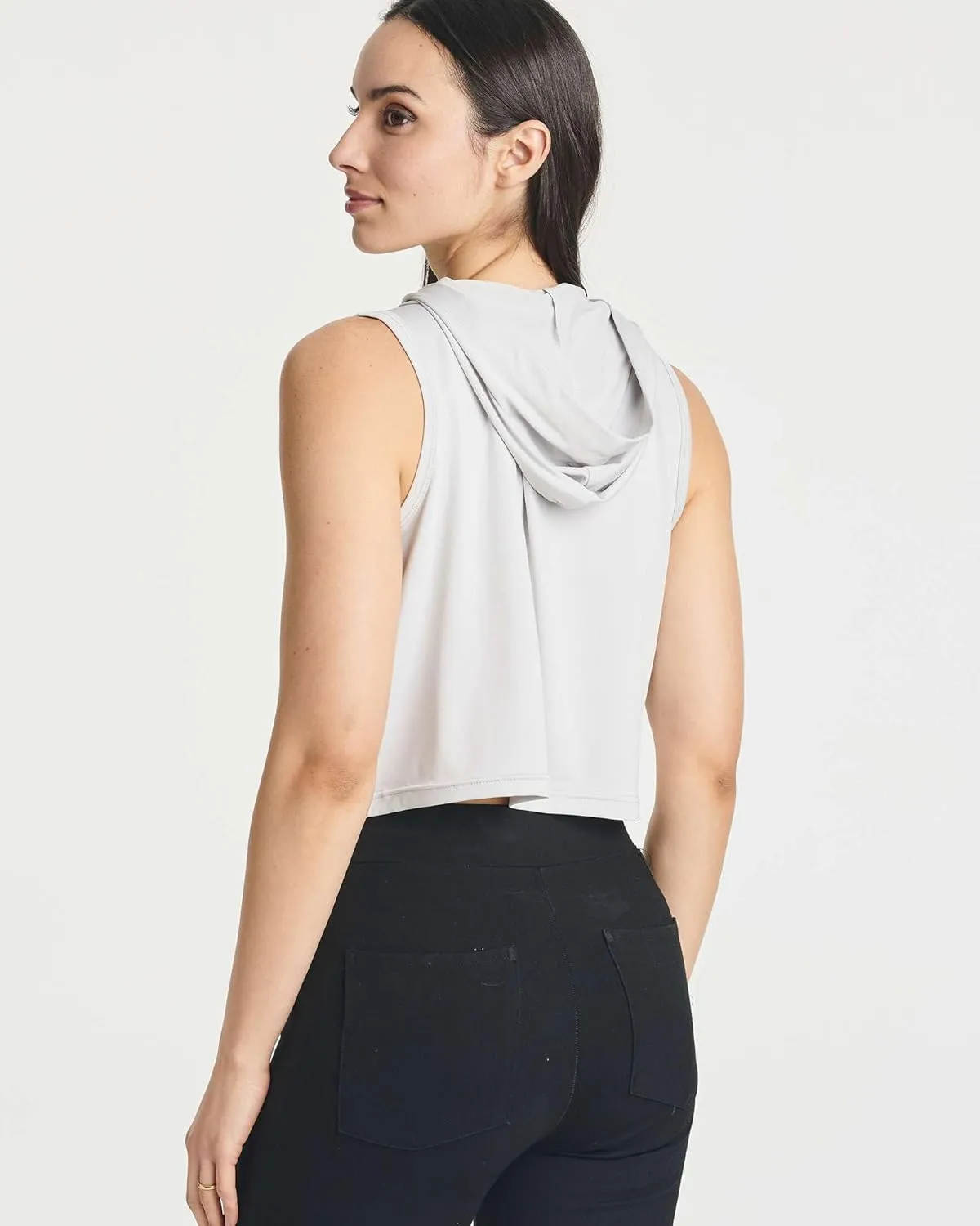 3 Pack: Women's Dry-Fit Sleeveless Cropped Tank Top Hoodie - Athletic Crop Sweatshirt