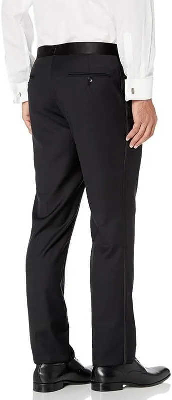 Adam Baker Mens Slim Fit & Classic Fit Tuxedo Pants for Men | Formal Dress Pants | Satin Stripe & Expandable Waistband