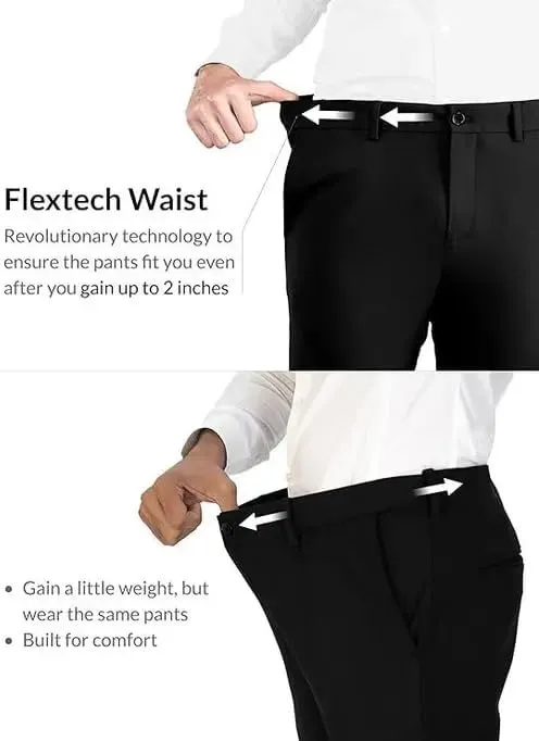 Adam Baker Mens Slim Fit & Classic Fit Tuxedo Pants for Men | Formal Dress Pants | Satin Stripe & Expandable Waistband