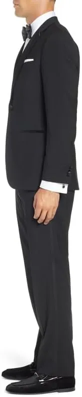 Adam Baker Mens Slim Fit & Classic Fit Tuxedo Pants for Men | Formal Dress Pants | Satin Stripe & Expandable Waistband