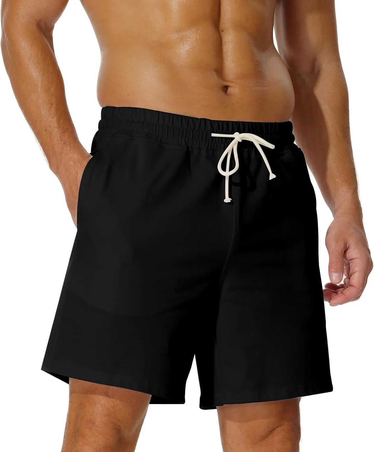 AIMPACT Mens Cotton Shorts 7'' Inseam Sweat Workout Gym Shorts Above Knee Jogger Lounge Casual Shorts with Pockets