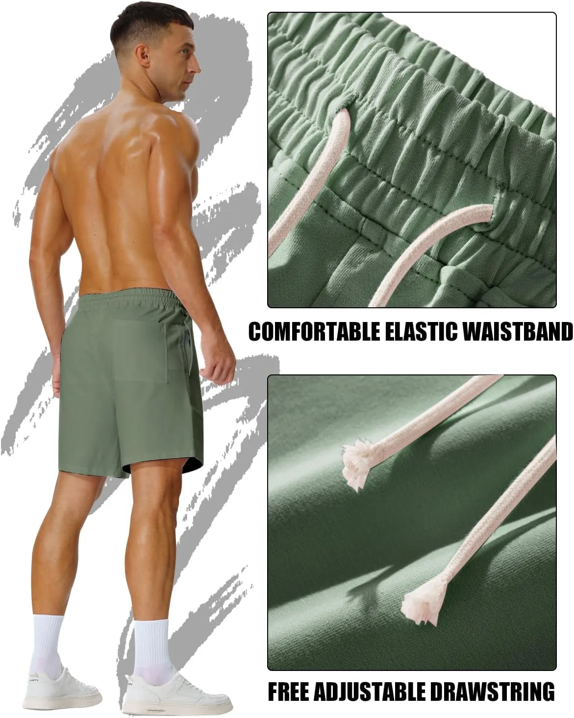 AIMPACT Mens Cotton Shorts 7'' Inseam Sweat Workout Gym Shorts Above Knee Jogger Lounge Casual Shorts with Pockets