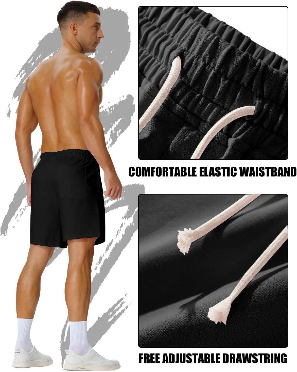 AIMPACT Mens Cotton Shorts 7'' Inseam Sweat Workout Gym Shorts Above Knee Jogger Lounge Casual Shorts with Pockets