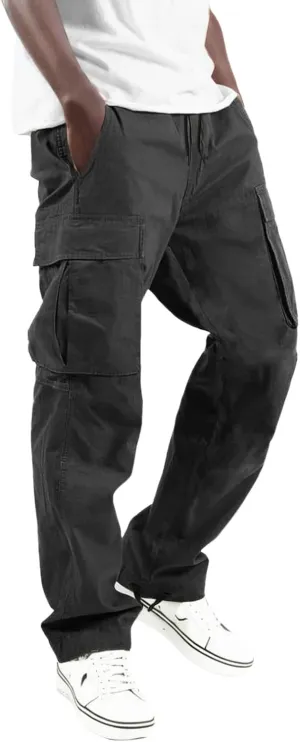 Alalaso Baggy Cargo Pants for Men Ripstop Relaxed Fit Lightweight Trousers Work Hiking Tactical Bottom Pant Multi-Pockets