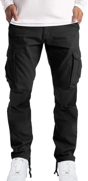 Alalaso Baggy Cargo Pants for Men Ripstop Relaxed Fit Lightweight Trousers Work Hiking Tactical Bottom Pant Multi-Pockets