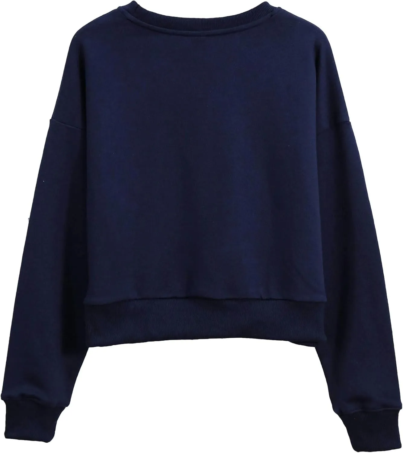 Amazhiyu Women's Cropped Sweatshirt French Terry Crew Neck Long Sleeve Pullover