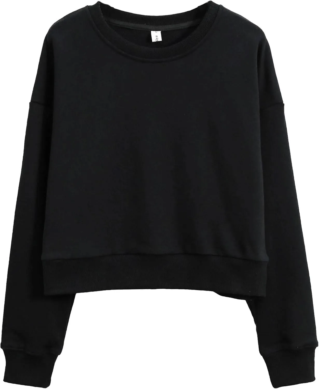 Amazhiyu Women's Cropped Sweatshirt French Terry Crew Neck Long Sleeve Pullover