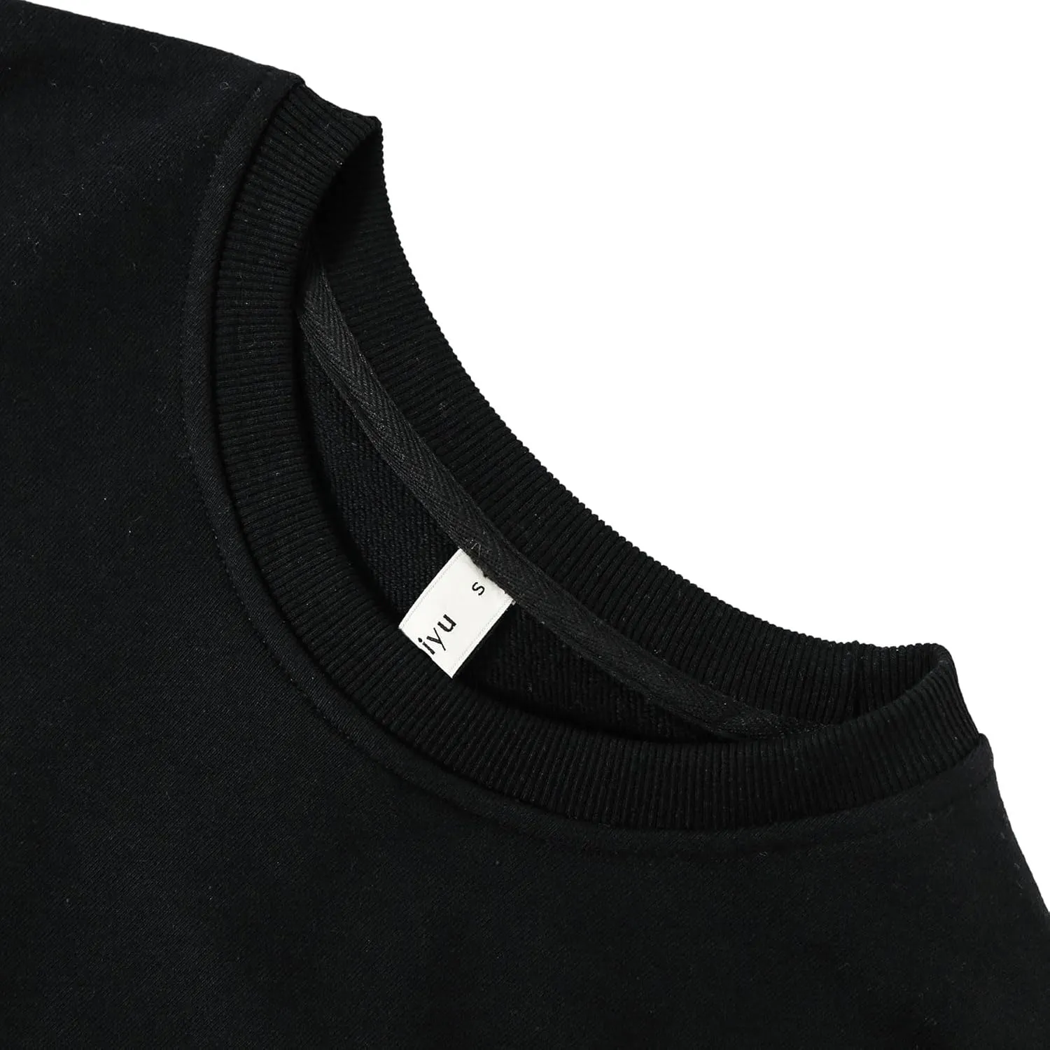 Amazhiyu Women's Cropped Sweatshirt French Terry Crew Neck Long Sleeve Pullover