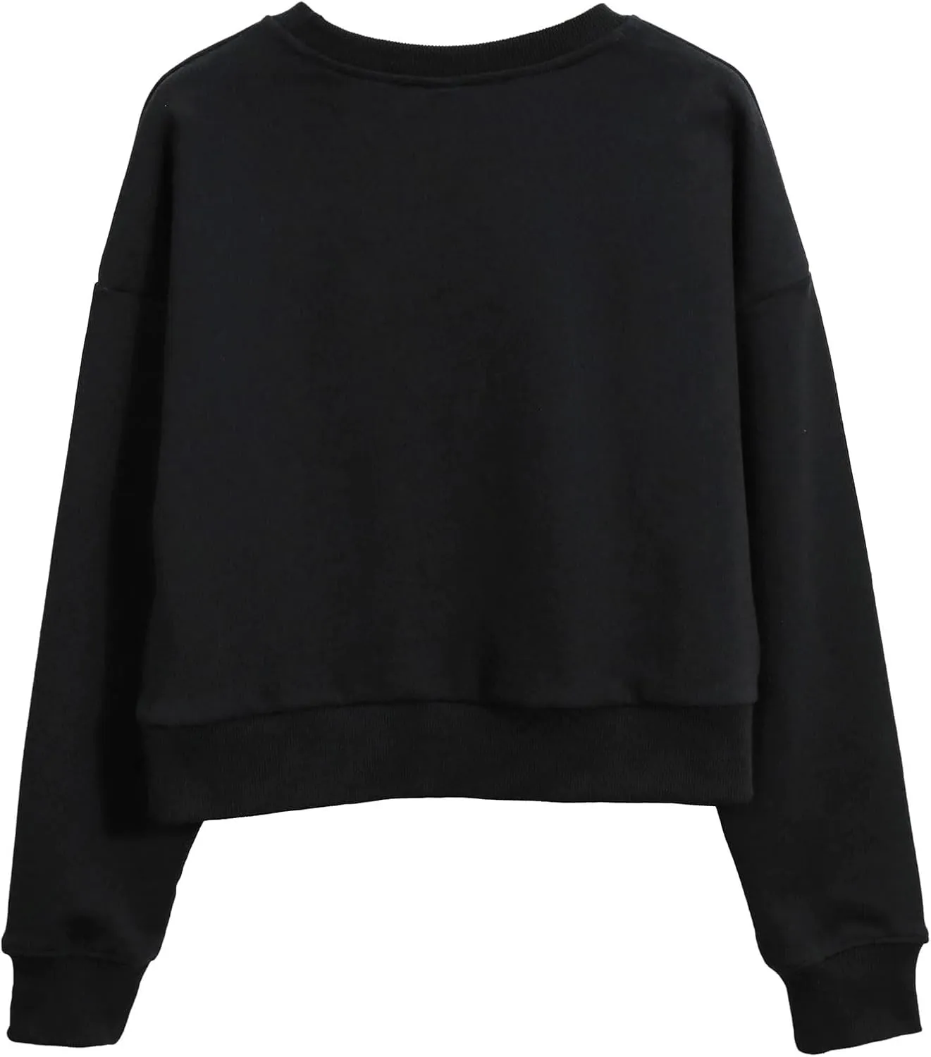 Amazhiyu Women's Cropped Sweatshirt French Terry Crew Neck Long Sleeve Pullover