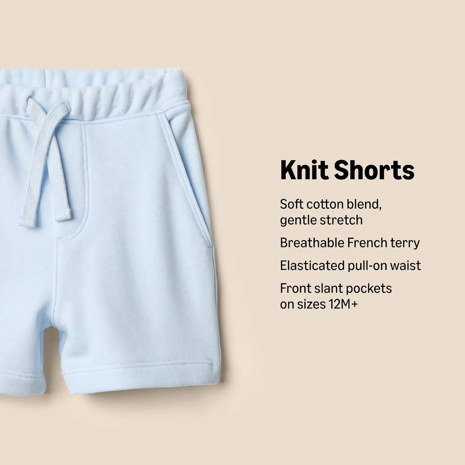 Amazon Essentials x Sofia Grainge Toddlers and Baby Boys' Pull On Knit Shorts, Pack of 2
