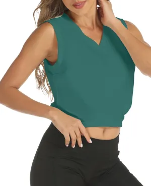 ARRIVE GUIDE Crop Top Athletic Shirts for Women Cute Sleeveless Yoga Tops Running Gym Cotton Cropped Workout Clothes