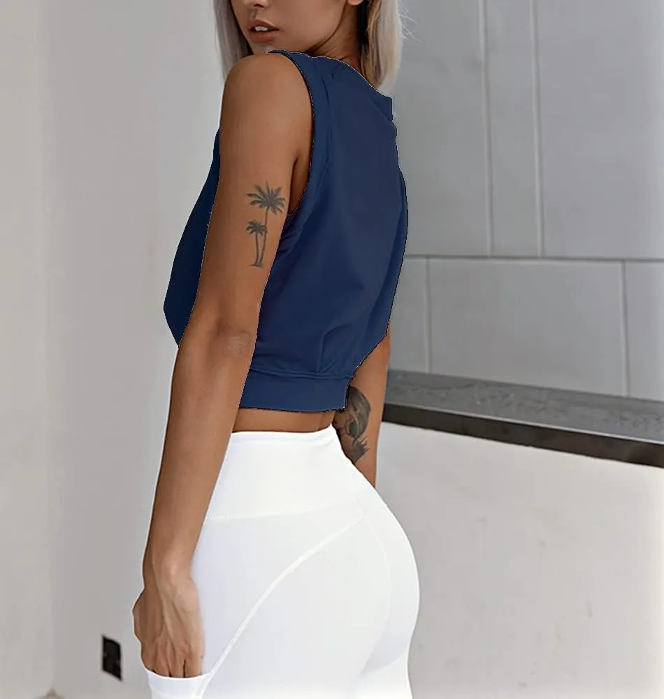 ARRIVE GUIDE Crop Top Athletic Shirts for Women Cute Sleeveless Yoga Tops Running Gym Cotton Cropped Workout Clothes