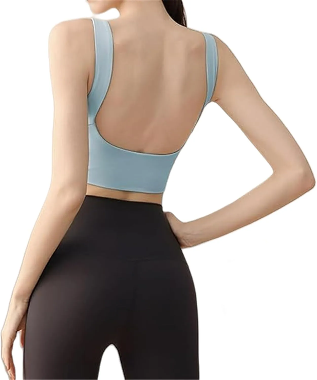 Backless Tank with Grip Lining Women's Sexy Open Back Workout Sleeveless Crop Top Slim Fit for Women Sport Shirts Cute Tops
