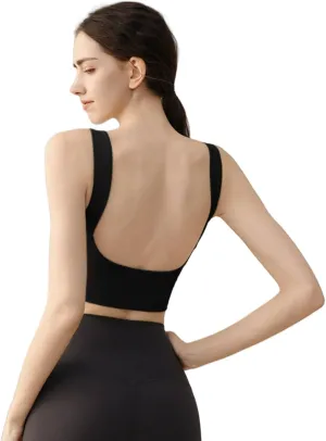 Backless Tank with Grip Lining Women's Sexy Open Back Workout Sleeveless Crop Top Slim Fit for Women Sport Shirts Cute Tops
