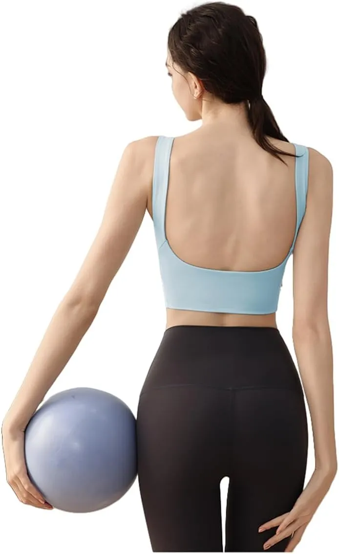 Backless Tank with Grip Lining Women's Sexy Open Back Workout Sleeveless Crop Top Slim Fit for Women Sport Shirts Cute Tops