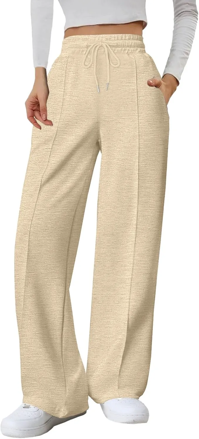 Baggy Sweatpants for Women Fleece High Waisted Joggers with Pockets Athletic Y2k Workout Elastic Waist Pants