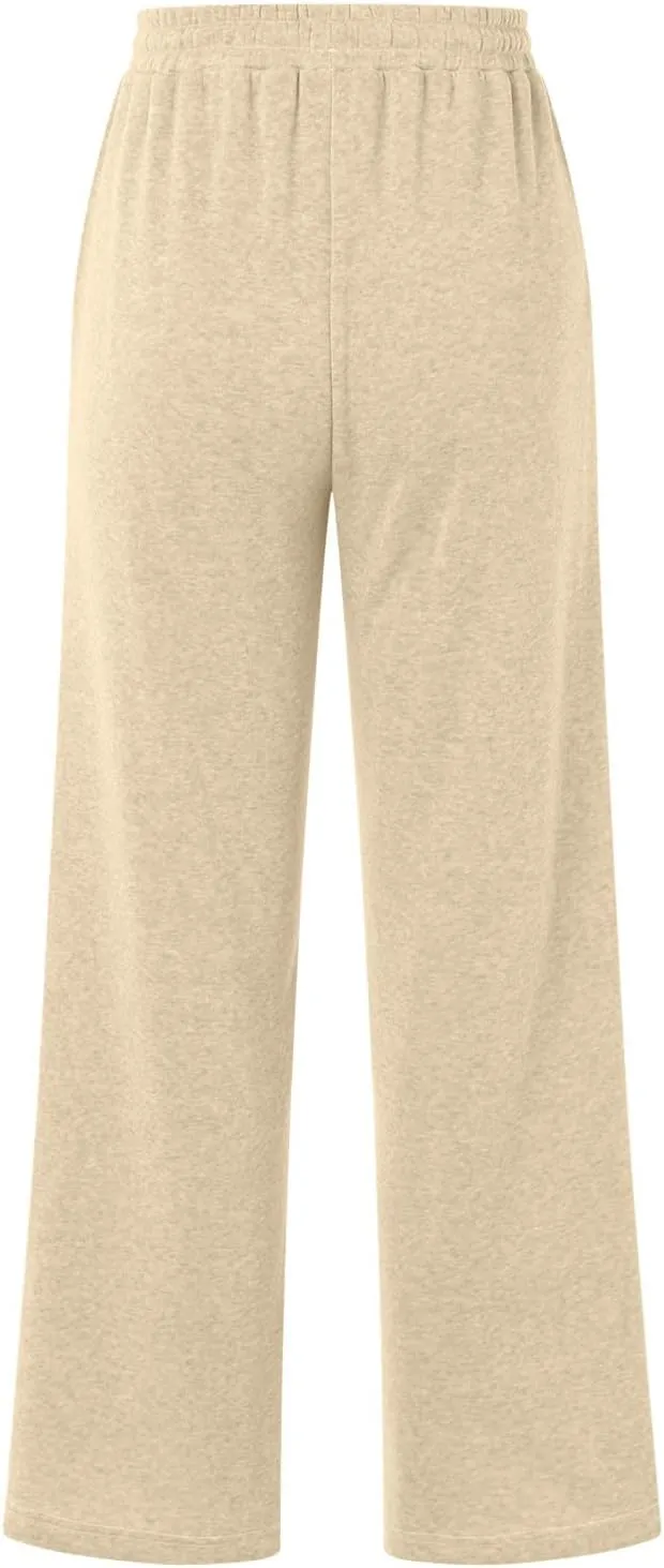 Baggy Sweatpants for Women Fleece High Waisted Joggers with Pockets Athletic Y2k Workout Elastic Waist Pants