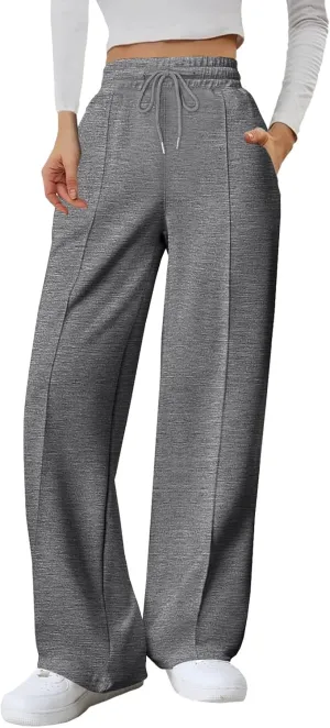 Baggy Sweatpants for Women Fleece High Waisted Joggers with Pockets Athletic Y2k Workout Elastic Waist Pants