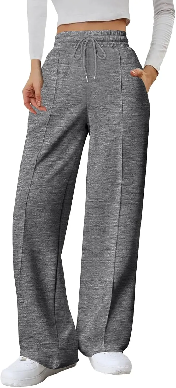 Baggy Sweatpants for Women Fleece High Waisted Joggers with Pockets Athletic Y2k Workout Elastic Waist Pants