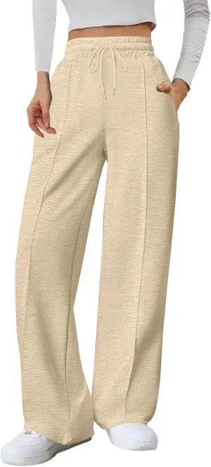 Baggy Sweatpants for Women Fleece High Waisted Joggers with Pockets Athletic Y2k Workout Elastic Waist Pants