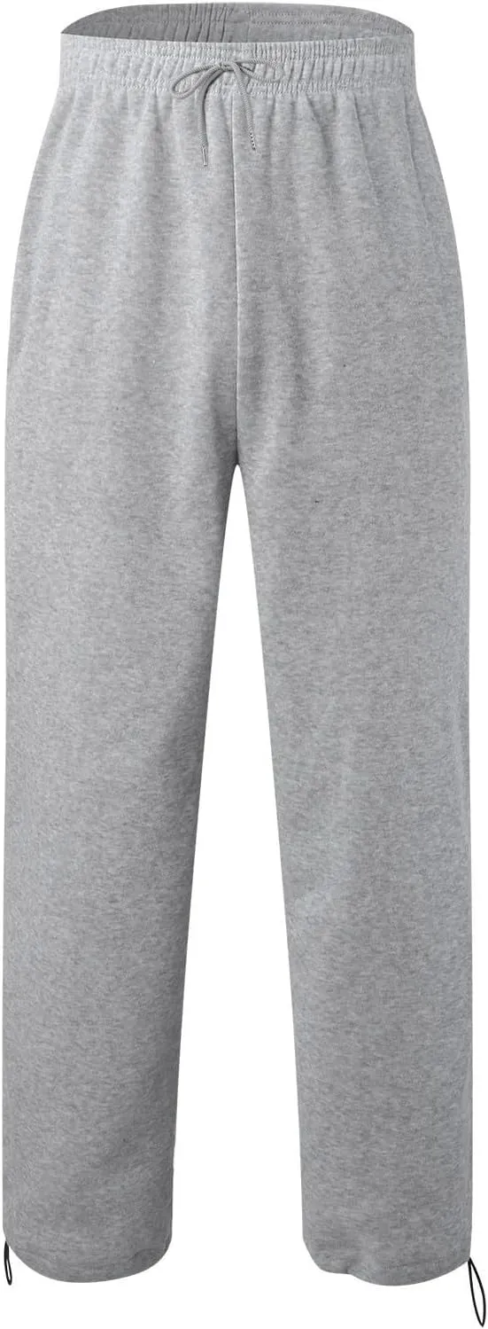 Baggy Sweatpants Men Heavyweight Side Stripe Fleece Sweat Pants Drawstring Elastic Waist Casual Workout Joggers Pockets
