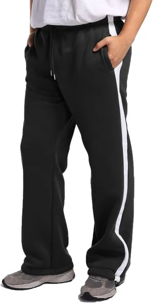 Baggy Sweatpants Men Heavyweight Side Stripe Fleece Sweat Pants Drawstring Elastic Waist Casual Workout Joggers Pockets