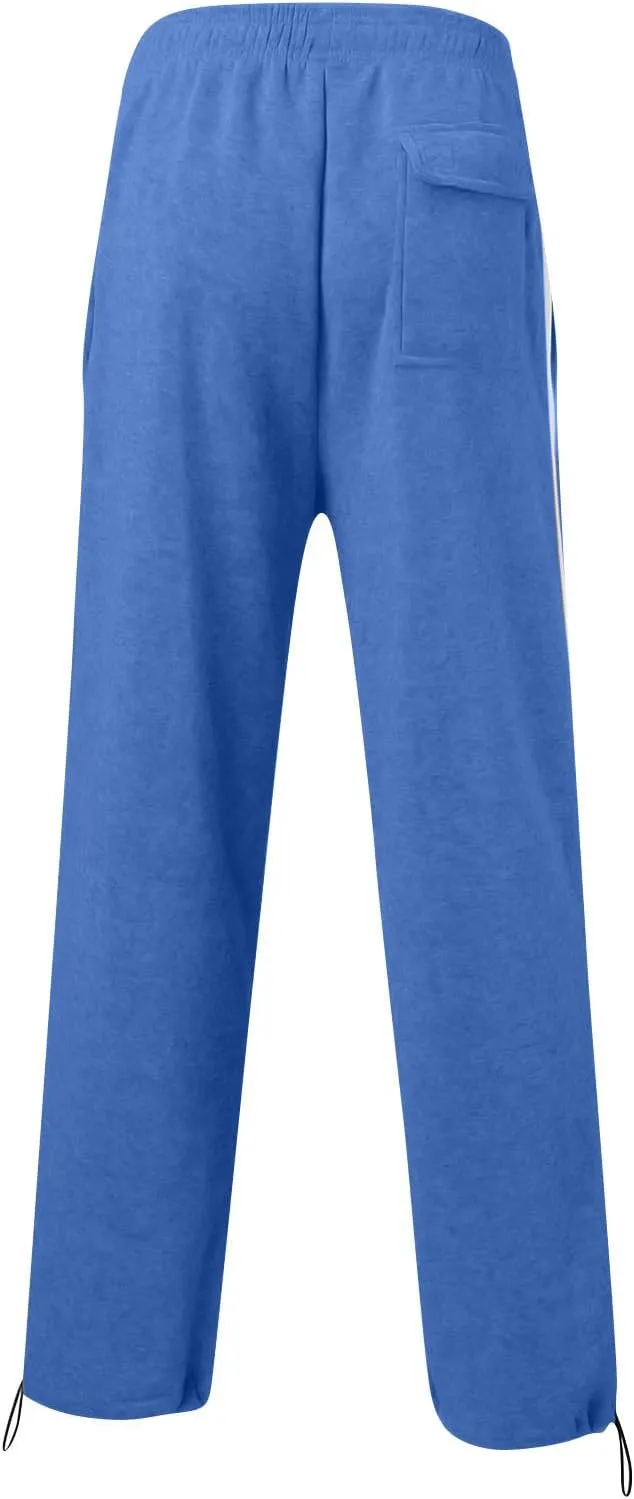 Baggy Sweatpants Men Heavyweight Side Stripe Fleece Sweat Pants Drawstring Elastic Waist Casual Workout Joggers Pockets
