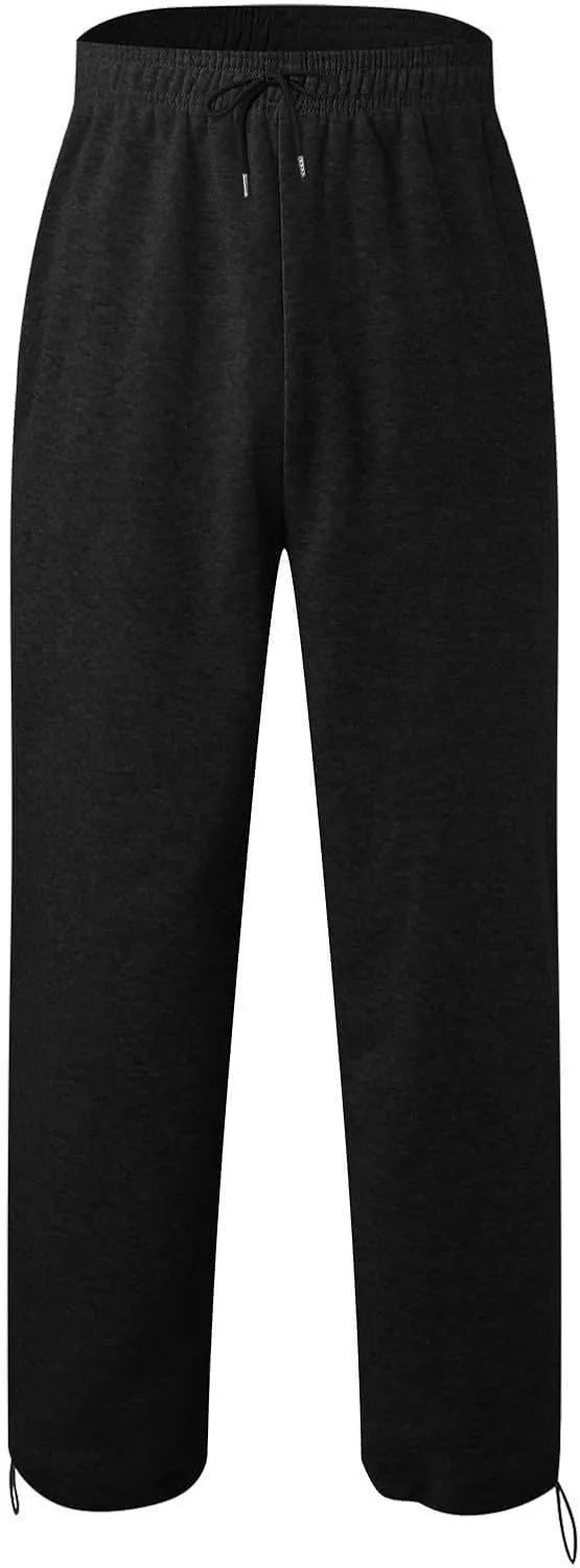 Baggy Sweatpants Men Heavyweight Side Stripe Fleece Sweat Pants Drawstring Elastic Waist Casual Workout Joggers Pockets