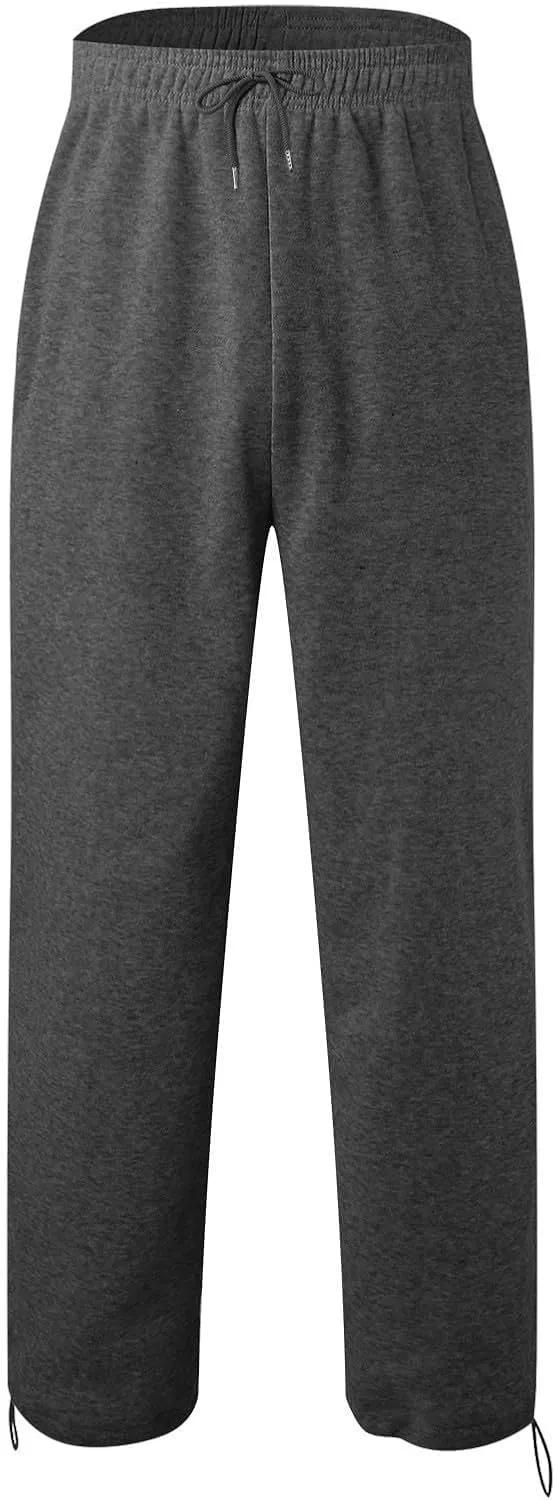 Baggy Sweatpants Men Heavyweight Side Stripe Fleece Sweat Pants Drawstring Elastic Waist Casual Workout Joggers Pockets