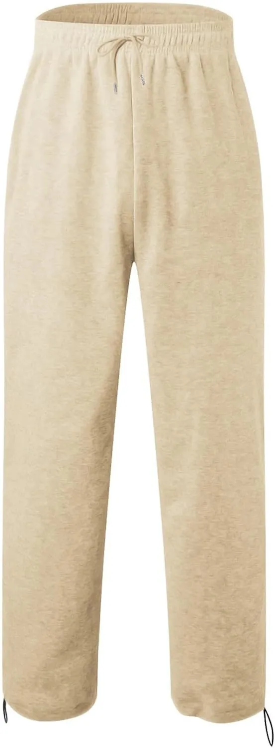 Baggy Sweatpants Men Heavyweight Side Stripe Fleece Sweat Pants Drawstring Elastic Waist Casual Workout Joggers Pockets