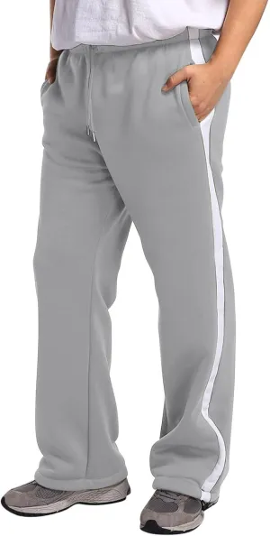 Baggy Sweatpants Men Heavyweight Side Stripe Fleece Sweat Pants Drawstring Elastic Waist Casual Workout Joggers Pockets
