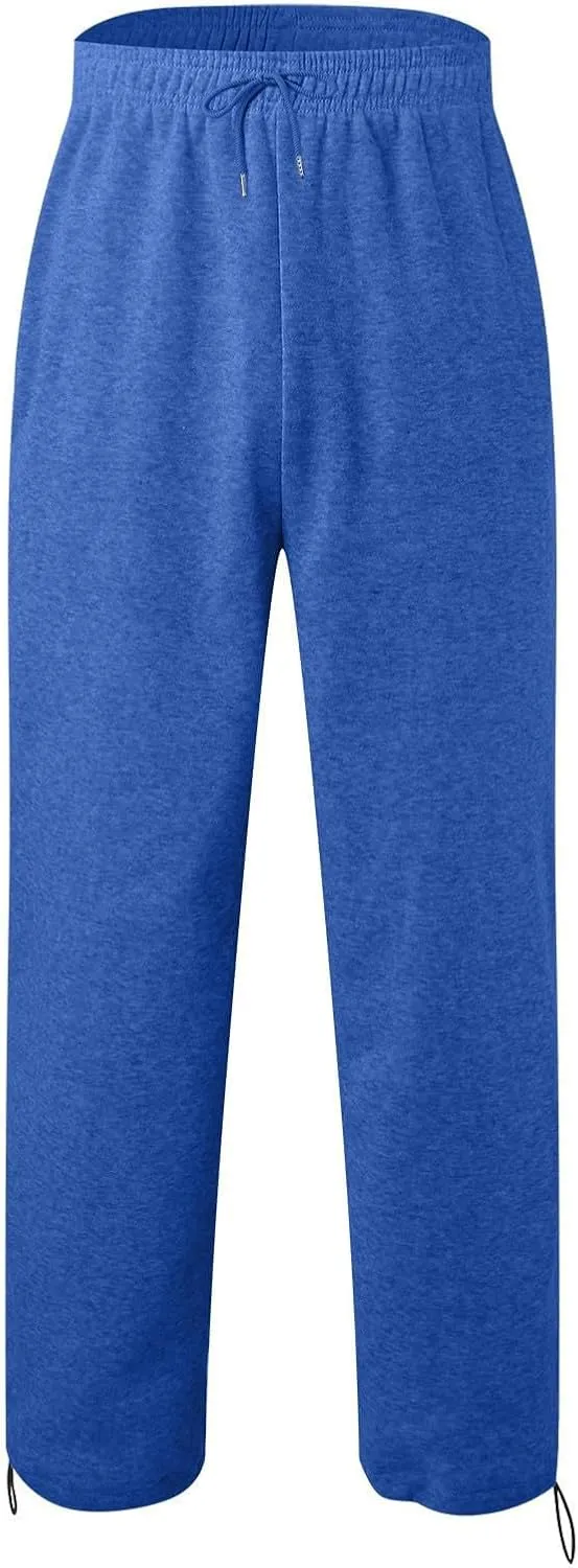 Baggy Sweatpants Men Heavyweight Side Stripe Fleece Sweat Pants Drawstring Elastic Waist Casual Workout Joggers Pockets