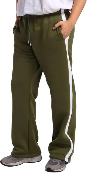 Baggy Sweatpants Men Heavyweight Side Stripe Fleece Sweat Pants Drawstring Elastic Waist Casual Workout Joggers Pockets