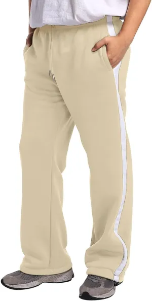 Baggy Sweatpants Men Heavyweight Side Stripe Fleece Sweat Pants Drawstring Elastic Waist Casual Workout Joggers Pockets