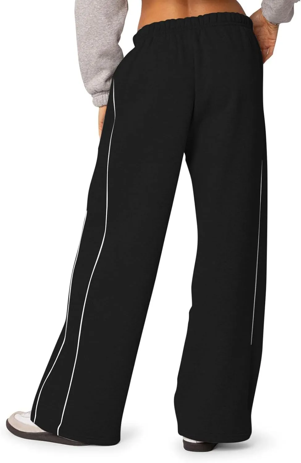 Baggy Sweatpants Women Wide Leg Low Rise Fleece Straight Leg Sweatpants Lightweight Soft Cotton Joggers w/Pockets
