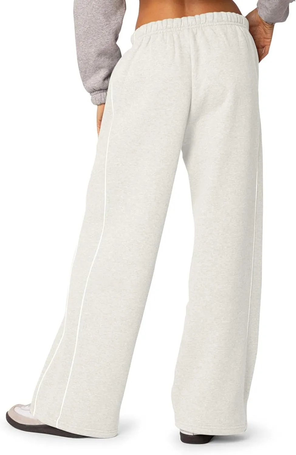 Baggy Sweatpants Women Wide Leg Low Rise Fleece Straight Leg Sweatpants Lightweight Soft Cotton Joggers w/Pockets