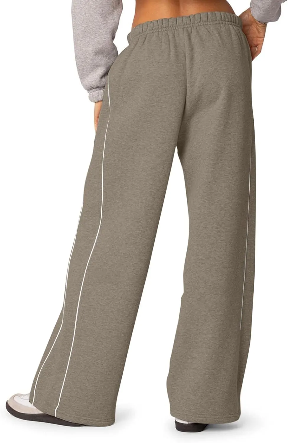 Baggy Sweatpants Women Wide Leg Low Rise Fleece Straight Leg Sweatpants Lightweight Soft Cotton Joggers w/Pockets