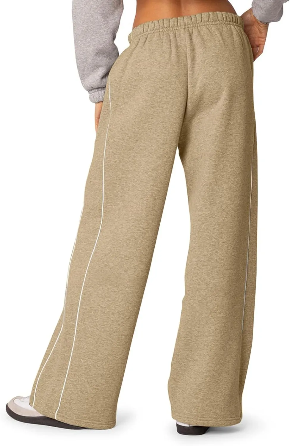 Baggy Sweatpants Women Wide Leg Low Rise Fleece Straight Leg Sweatpants Lightweight Soft Cotton Joggers w/Pockets