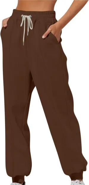 Baggy Womens Sweatpants Fleece Joggers High Waisted Lounge Ankle Athletic Tapered Pull On Jogger Pants with Pockets