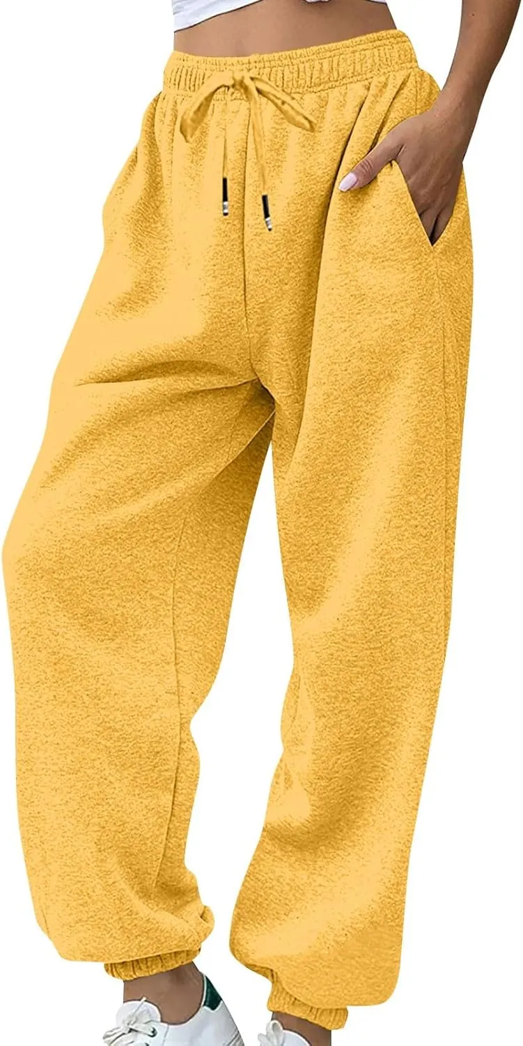 Baggy Womens Sweatpants Fleece Joggers High Waisted Lounge Workout Ankle Athletic Pull On Jogger Pants with Pockets