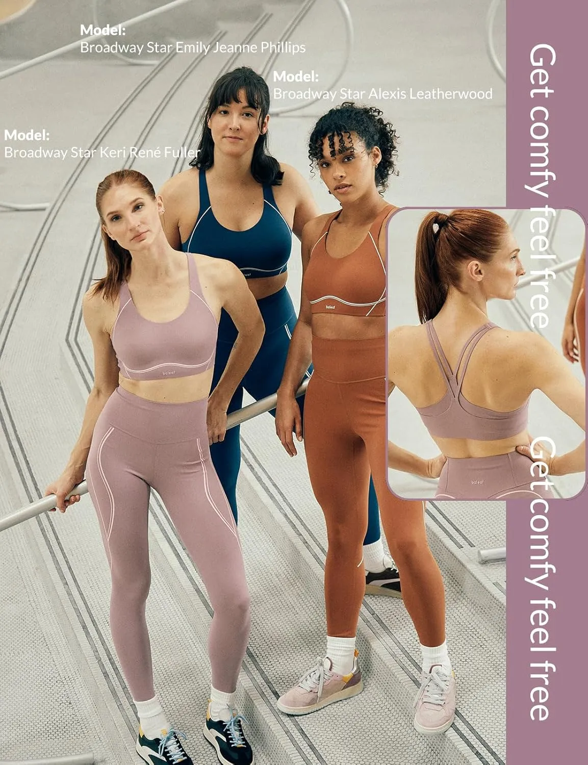 baleaf Freeleaf Broadway Womens High Impact Sports Bra, Wirefree Padded Spaghetti Strap Dance Yoga Workout Bra