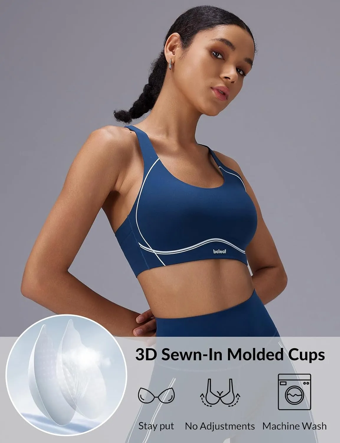 baleaf Freeleaf Broadway Womens High Impact Sports Bra, Wirefree Padded Spaghetti Strap Dance Yoga Workout Bra