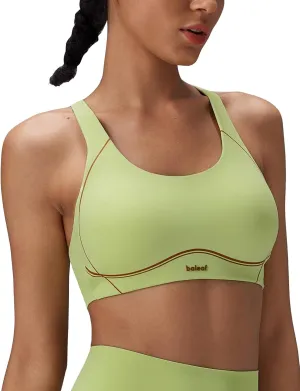 baleaf Freeleaf Broadway Womens High Impact Sports Bra, Wirefree Padded Spaghetti Strap Dance Yoga Workout Bra