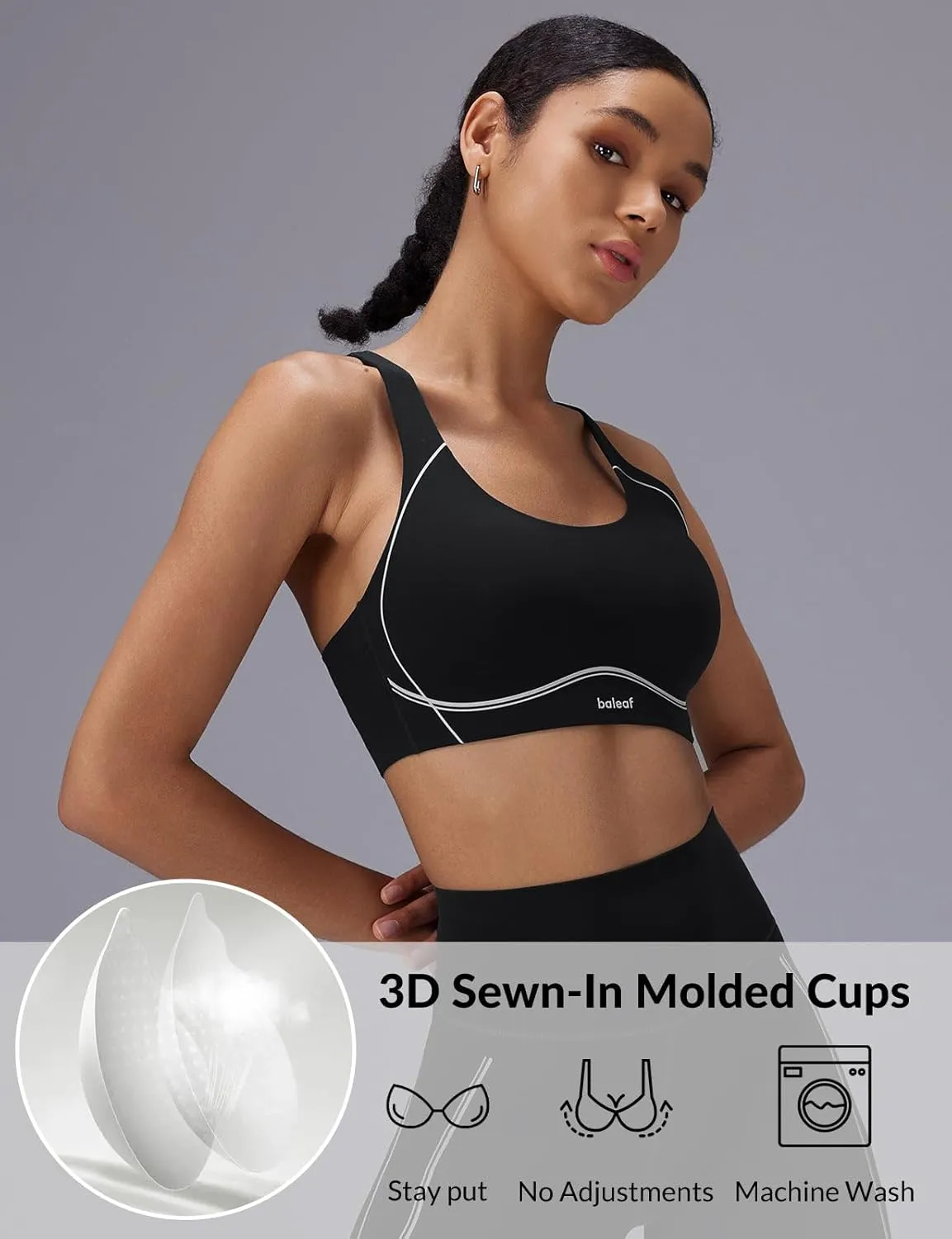 baleaf Freeleaf Broadway Womens High Impact Sports Bra, Wirefree Padded Spaghetti Strap Dance Yoga Workout Bra