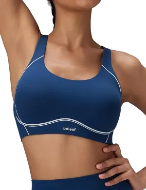 baleaf Freeleaf Broadway Womens High Impact Sports Bra, Wirefree Padded Spaghetti Strap Dance Yoga Workout Bra