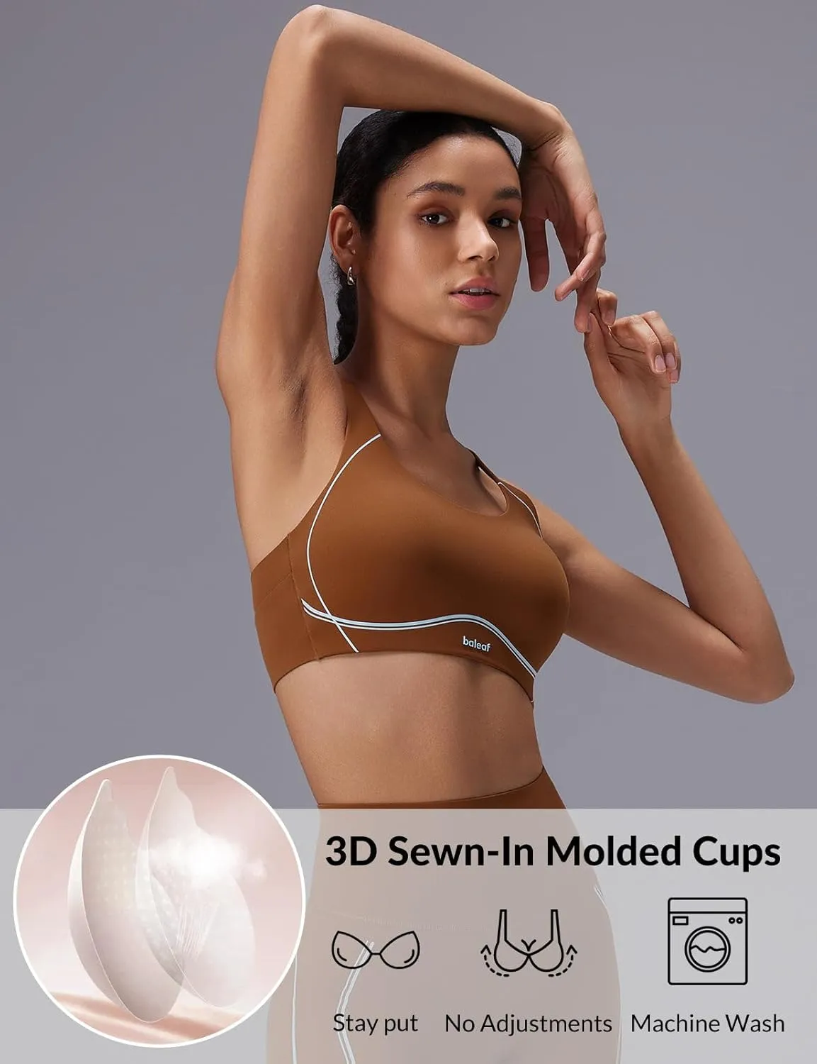 baleaf Freeleaf Broadway Womens High Impact Sports Bra, Wirefree Padded Spaghetti Strap Dance Yoga Workout Bra