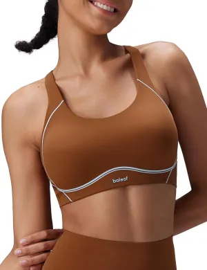baleaf Freeleaf Broadway Womens High Impact Sports Bra, Wirefree Padded Spaghetti Strap Dance Yoga Workout Bra