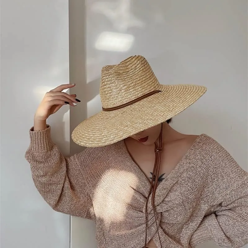 Belt Strap Sun Hat for Women Beach Hats Wide Brim Hats Outdoor